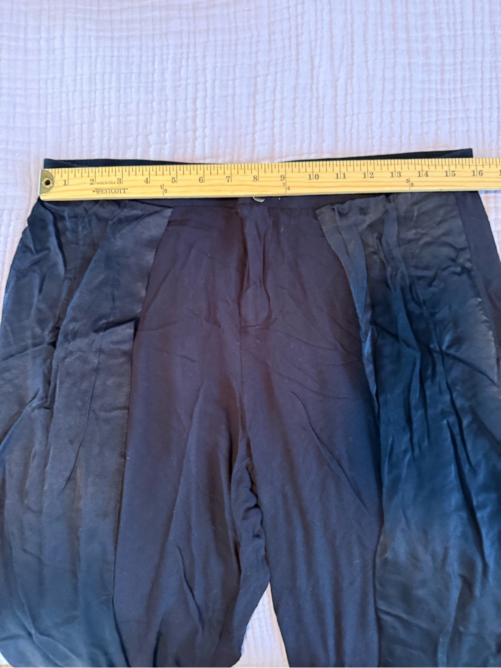 Soft Surroundings Rue De Luxe Wide Leg Pants Navy Satin Accent size M - Picture 13 of 13